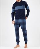 Pyjama T-Shirt Manches Longues & Pantalon bleu