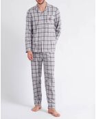 Pyjama-Shirt mit langen Ärmeln und grauer Hose