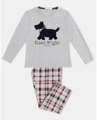 Pijama, camiseta de manga larga y pantalones de jaspe gris