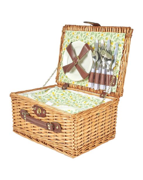 Cesta de picnic para 4 personas marrón - 37,5 x 19 x 29 cm