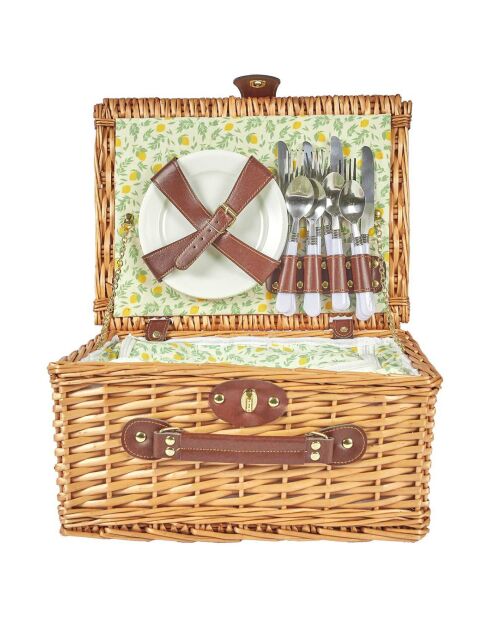 Cesta de picnic para 4 personas marrón - 37,5 x 19 x 29 cm