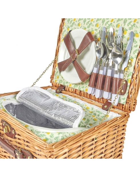 Cesta de picnic para 4 personas marrón - 37,5 x 19 x 29 cm