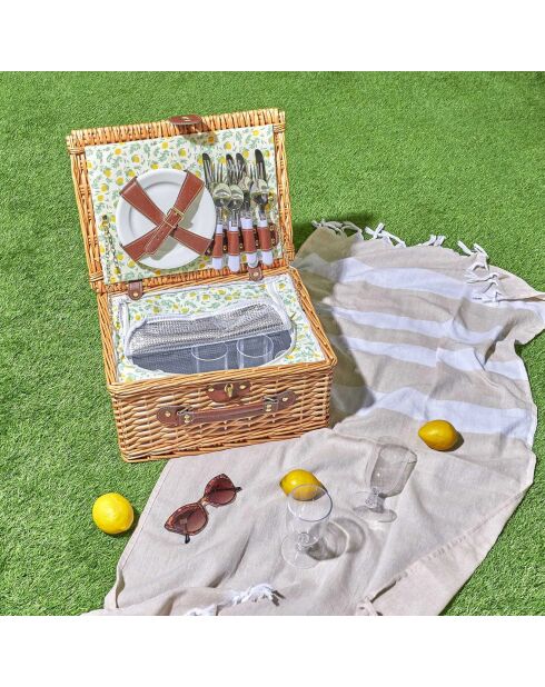 Cesta de picnic para 4 personas marrón - 37,5 x 19 x 29 cm
