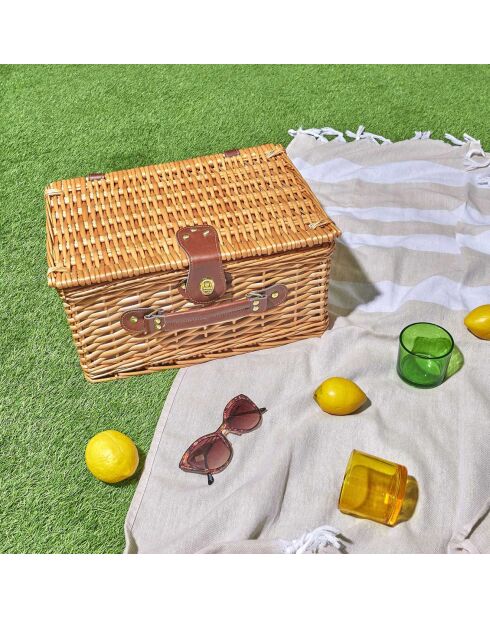 Panier de pique-nique 4 personnes marron - 37.5x19x29 cm