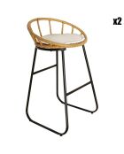 2 Tabourets de bar Surabaya coussin marron/noir/beige - 51x92x50 cm