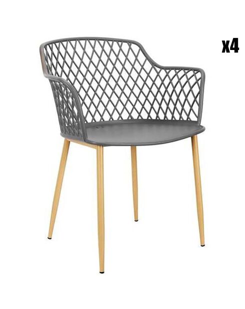 4 Fauteuils Malaga gris - 54.1x80x62.2 cm