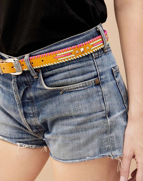 Ceinture en Cuir Dinka ocre