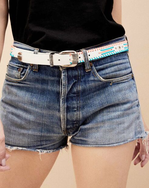 Ceinture en Cuir Dinka blanche