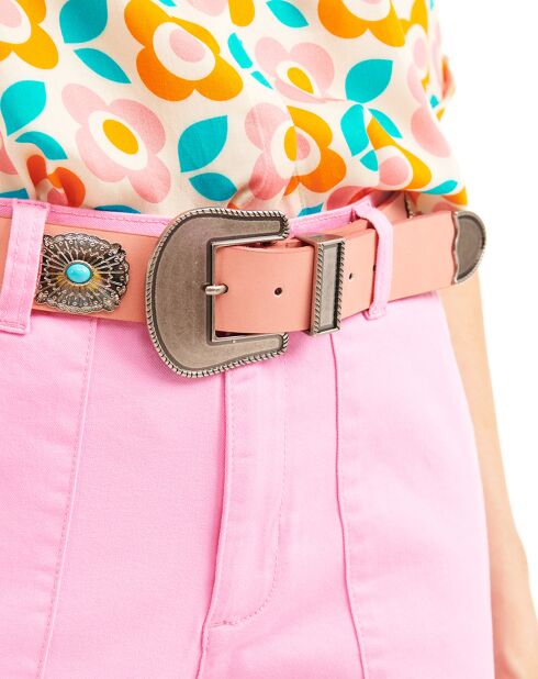 Ceinture en Cuir Kishi rose