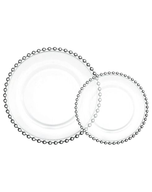 6 Assiettes plates Perloa transparentes - D.26.5 cm