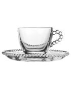 6 Tasses à café + soucoupes Perloa transparentes