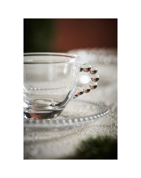 6 Tasses à café + soucoupes Perloa transparentes