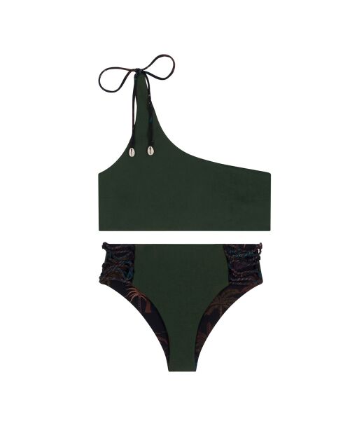 Maillot de bain 2 pièces Island noir/vert