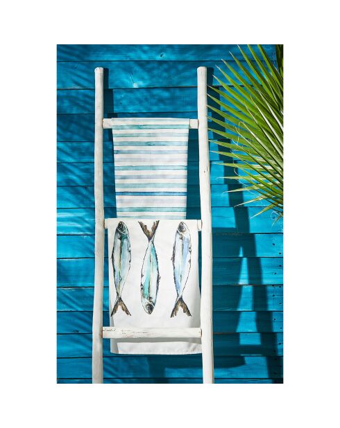 2 Torchons Rivière turquoise/blanc - 50x70 cm