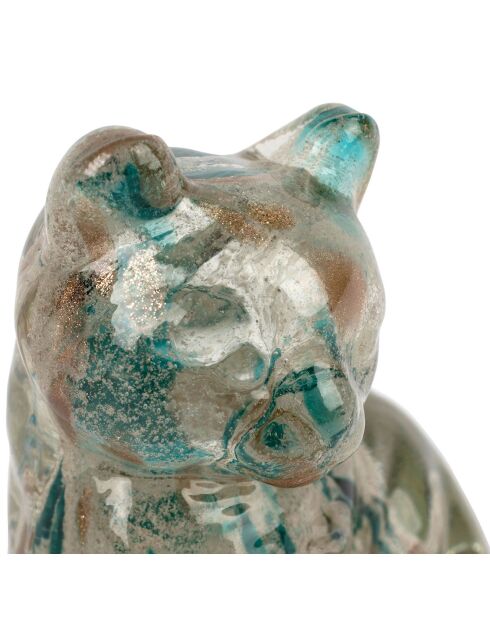 Décoration à poser Chat Felin émeraude/doré - 7x6x9.5 cm