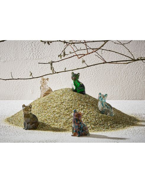 Décoration à poser Chat Felin émeraude/doré - 7x6x9.5 cm