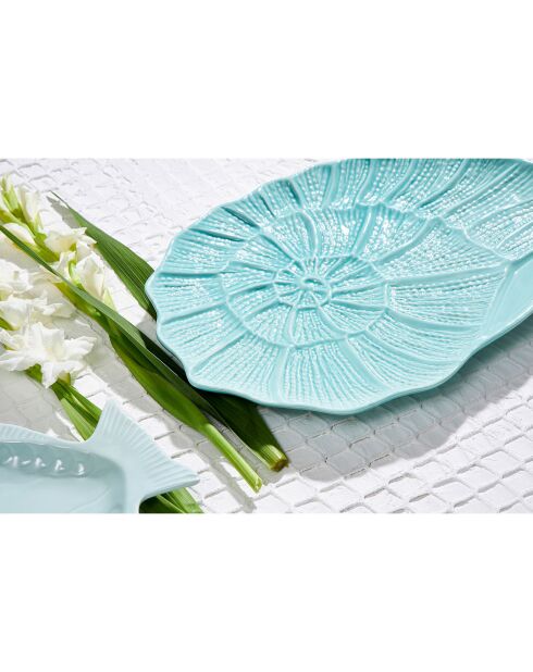 Plat à poisson turquoise - 53x36x4.5 cm