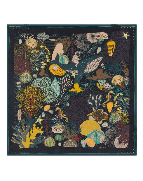 Mini Foulard Deepsea_Mini noir - 54x54 cm