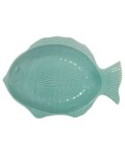 Plat creux Poisson turquoise - 46x32x9 cm