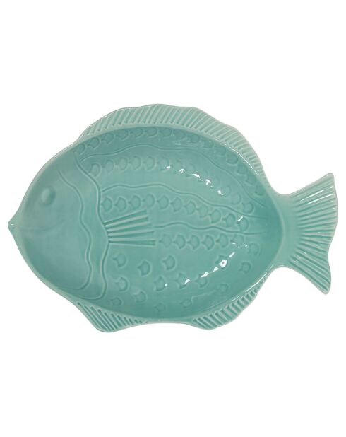Plat creux Poisson turquoise - 46x32x9 cm