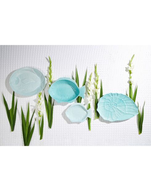 Plat creux Poisson turquoise - 46x32x9 cm