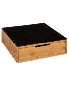 Porte capsules en Bambou 1 tiroir noir/marron - 31x10.5x30.7 cm