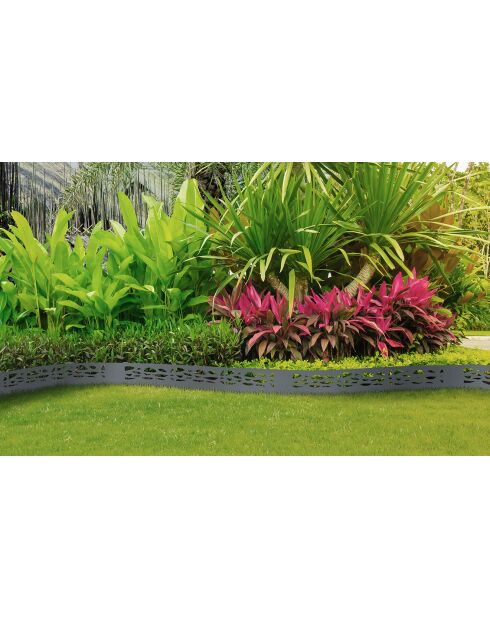 5 Bordurettes pour parterre en métal ajouré gris anthracite - 100x16 cm