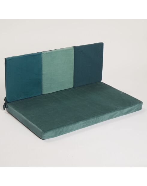 Banquette en Velours Patch bleu canard - 110x60 cm