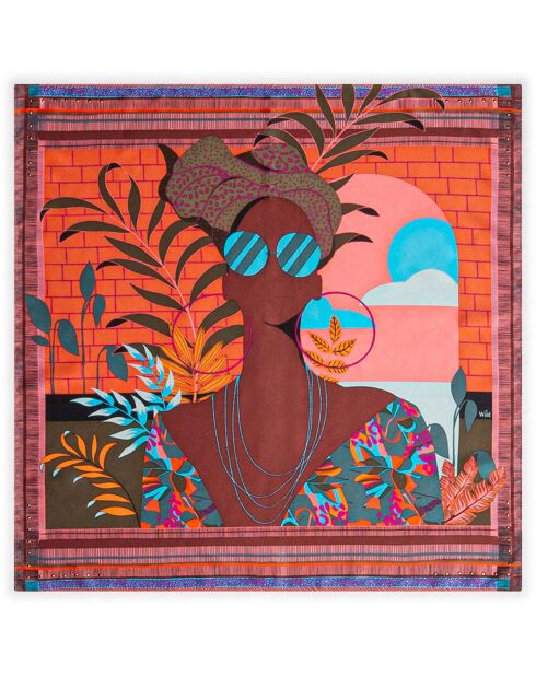 Foulard Saotome Medium brique - 90x90 cm