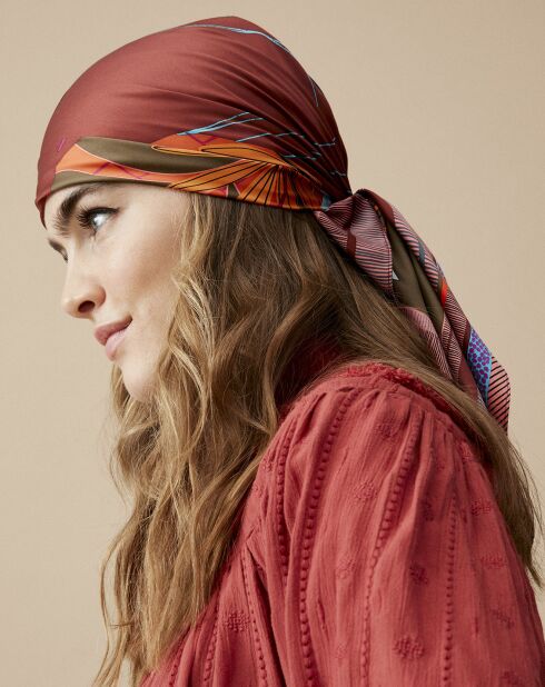 Foulard Saotome Medium brique - 90x90 cm