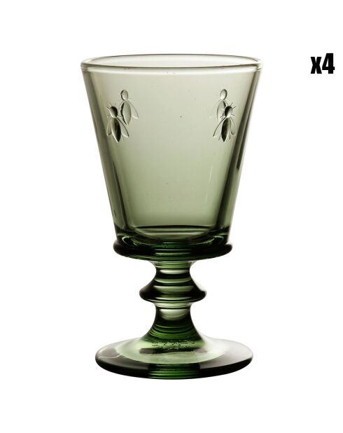 4 Verres à pied Abeilles verts - 24 cl
