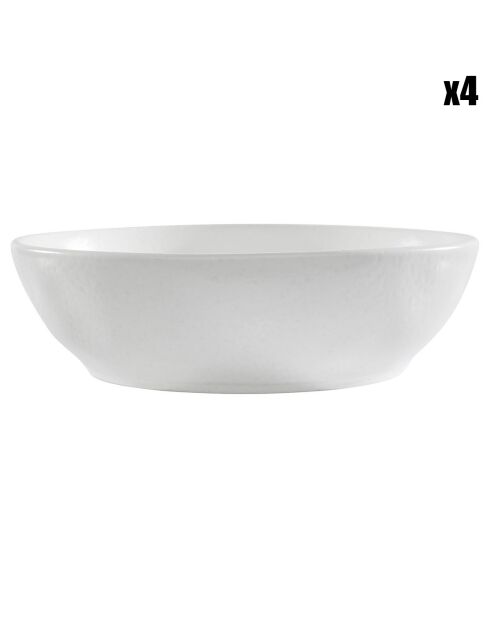 4 Assiettes creuses Indrid blanches - D.19 cm