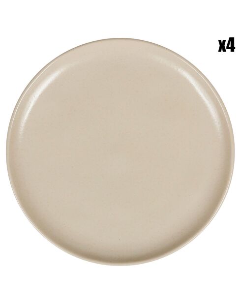 4 Assiettes plates Indrid sable - D.27 cm