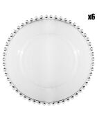 6 Assiettes plates Perloa transparentes - D.26.5 cm