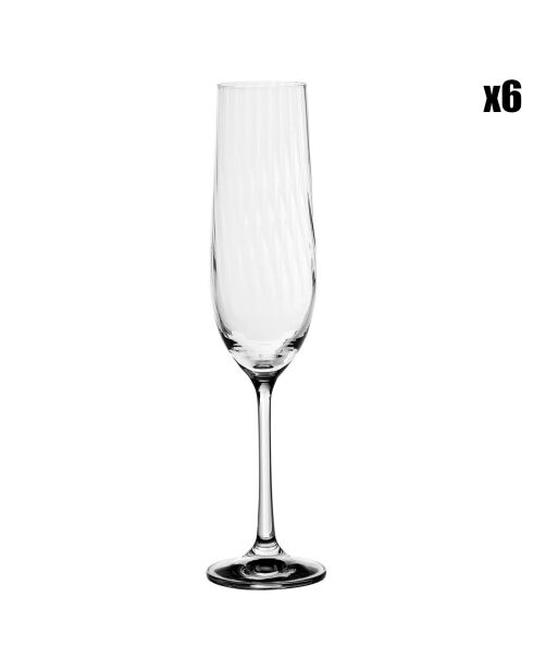 6 Flûtes Waterfall transparentes - 19 cl