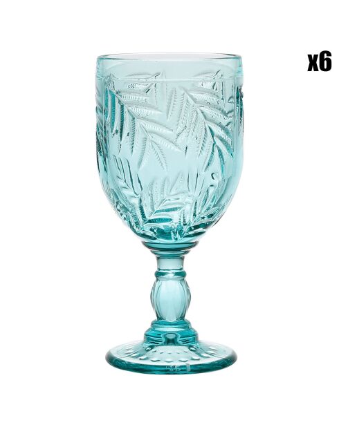 6 Verres à pieds Fleurac turquoise - 30 cl