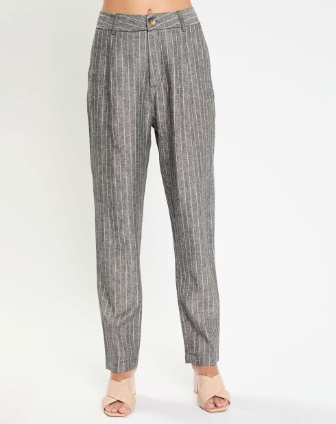 Pantalon en Lin mélangé Lima noir chiné