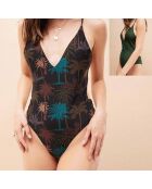 Maillot de bain 1 pièce Anastasia noir/vert