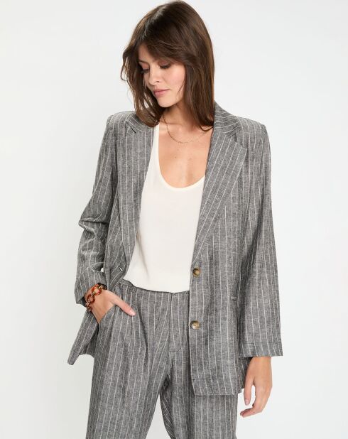 Veste en Lin mélangé Lima noir chiné