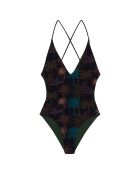 Maillot de bain 1 pièce Anastasia noir/vert