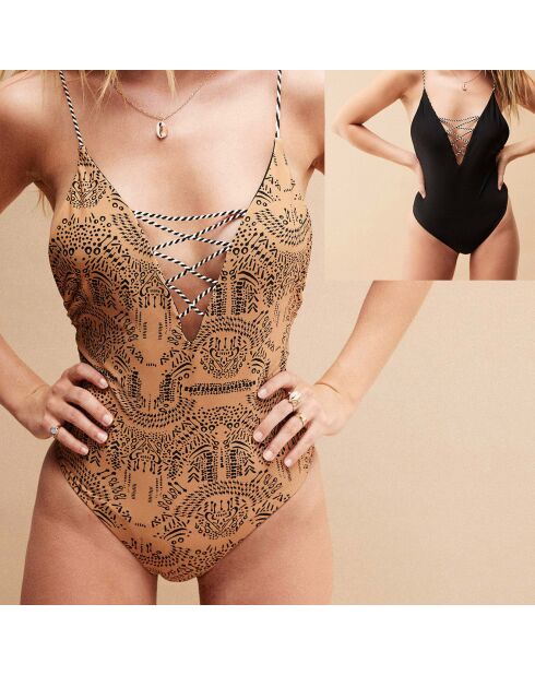 Maillot de bain 1 pièce Zambie moka/noir