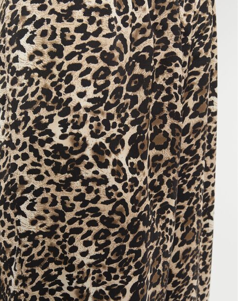 Pantalon West imprimé léopard beige/noir