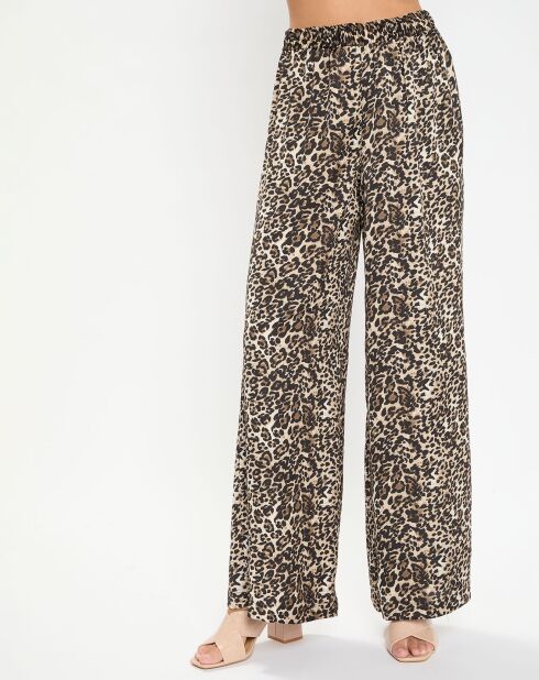 Pantalon West imprimé léopard beige/noir