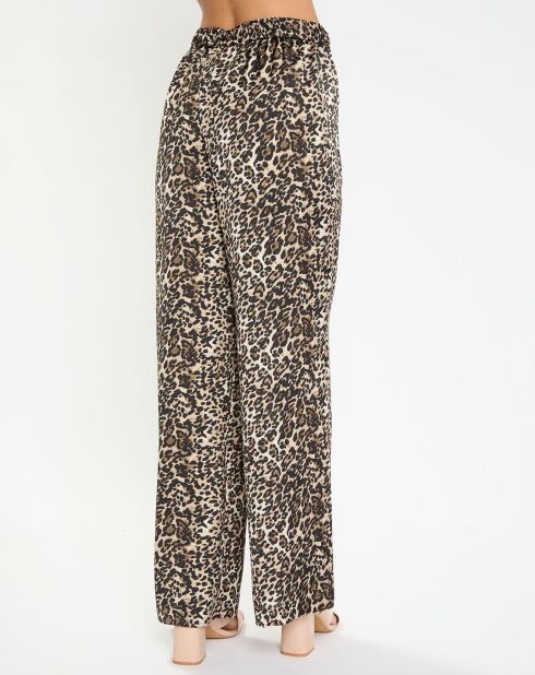 Pantalon West imprimé léopard beige/noir