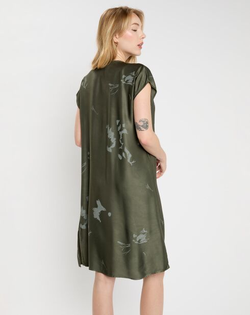 Robe satinée Luna kaki