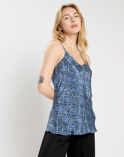Top en Soie mélangée Naxos bleu