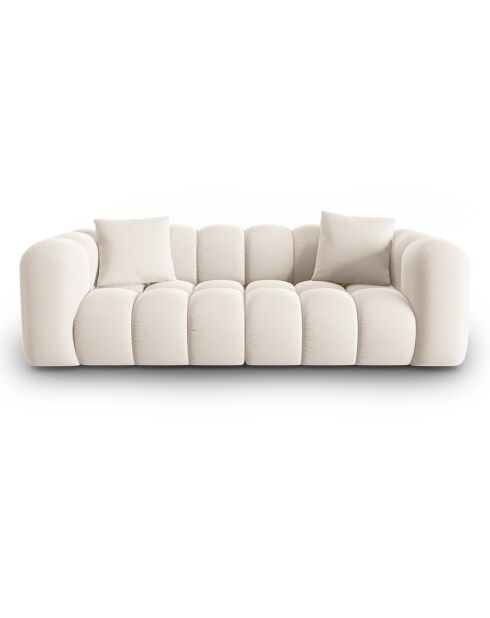 Canapé modulaire en Velours Halley 3 places beige clair - 228x87x70 cm