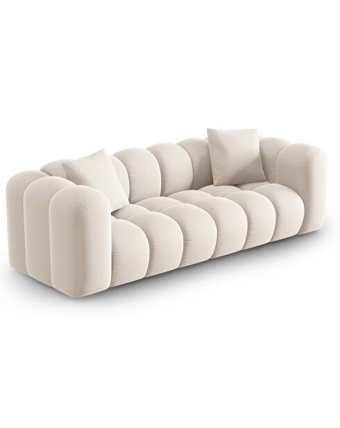Canapé modulaire en Velours Halley 3 places beige clair - 228x87x70 cm