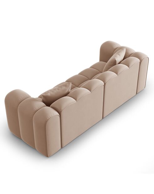 Canapé modulaire en Velours Halley 3 places beige - 228x87x70 cm