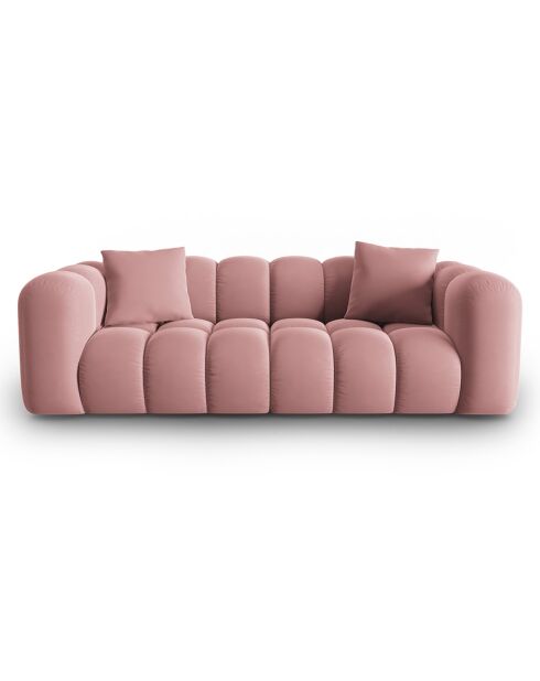 Canapé modulaire en Velours Halley 3 places rose - 228x87x70 cm